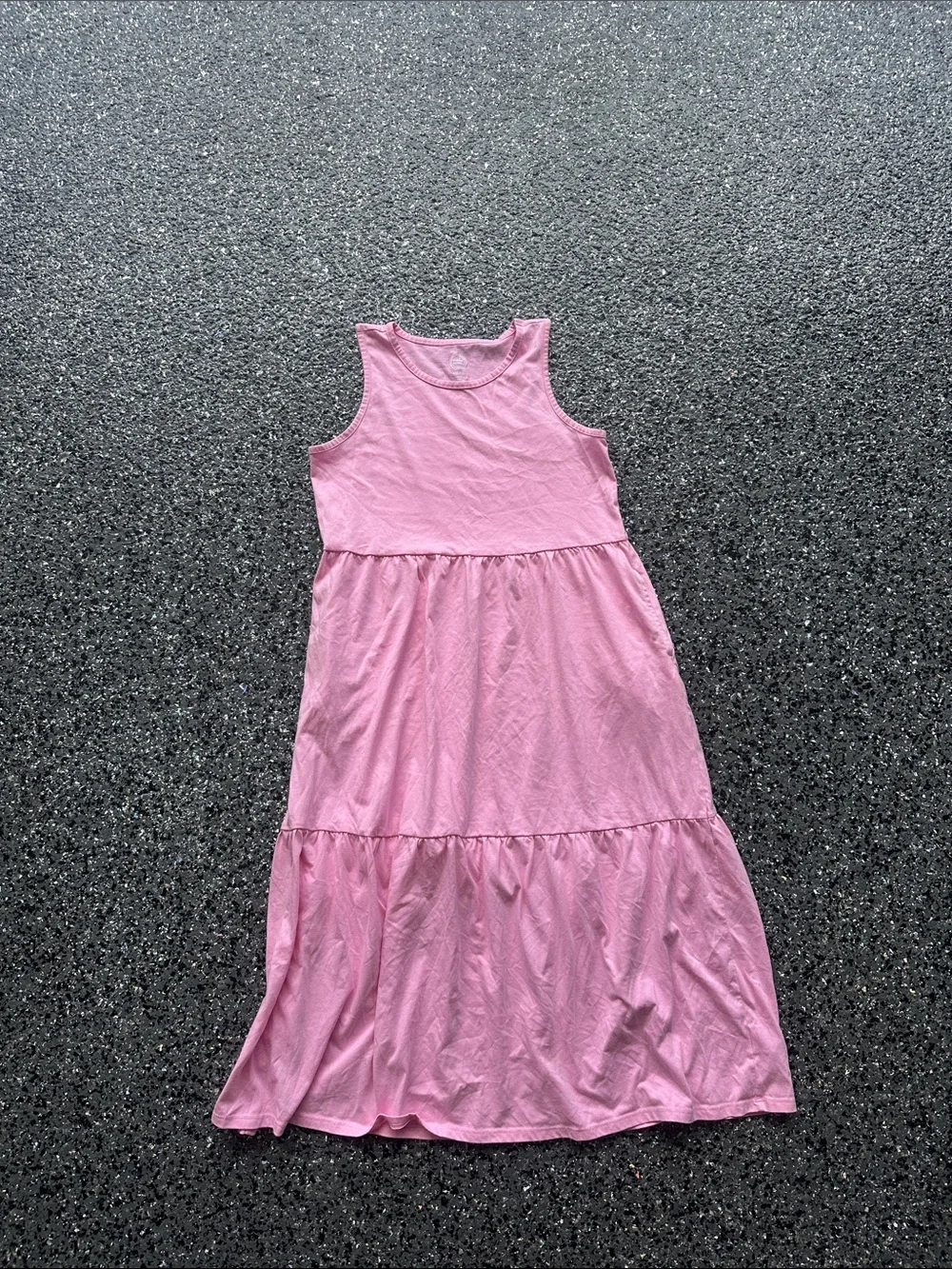Girls' Pink Sleeveless Tiered Maxi Dress wonder nation
